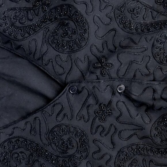 Black Beaded Cotton Vest  Victoria Jones Women's  Petites PL - Picture 6 of 7